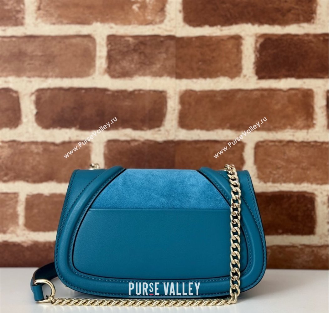 Gucci Blondie Mini Shoulder Bag in Suede Light Blue 2024 815711 (DLH-250117098)