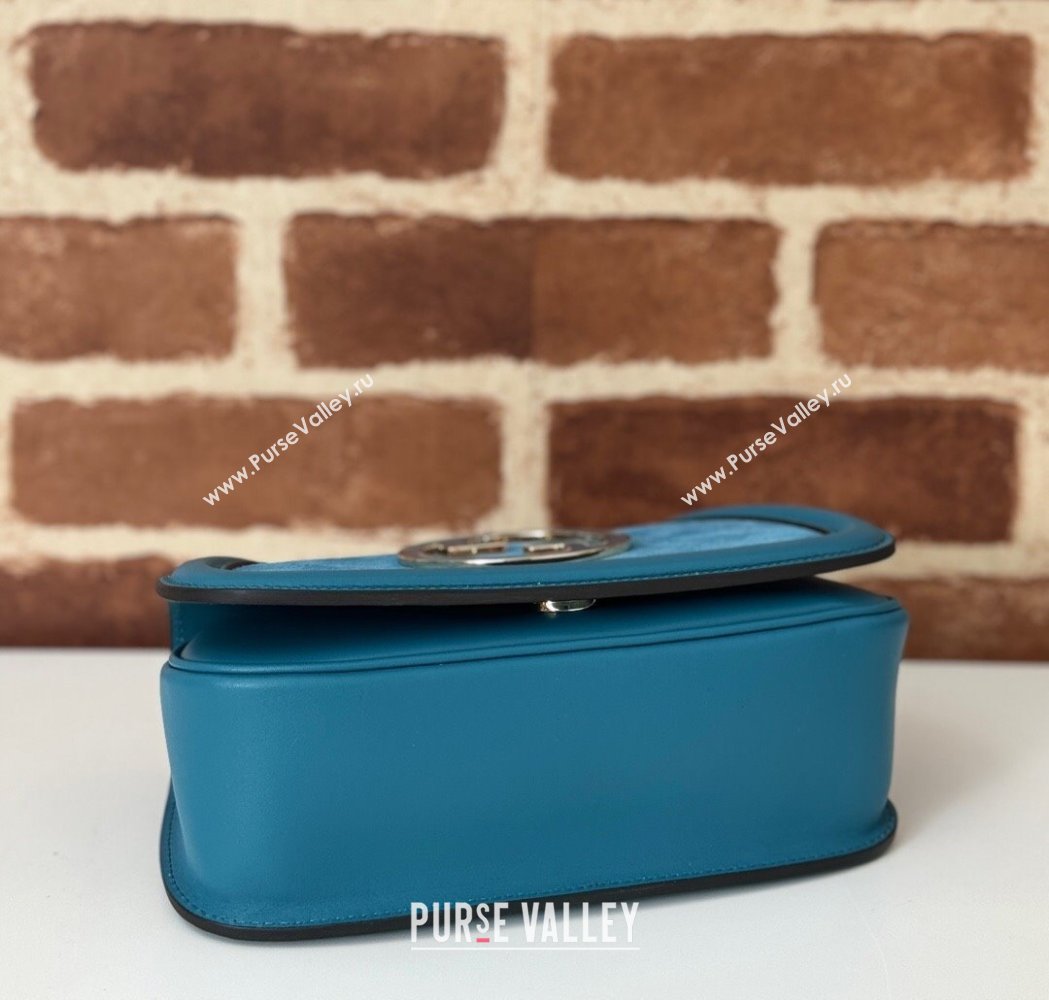 Gucci Blondie Mini Shoulder Bag in Suede Light Blue 2024 815711 (DLH-250117098)