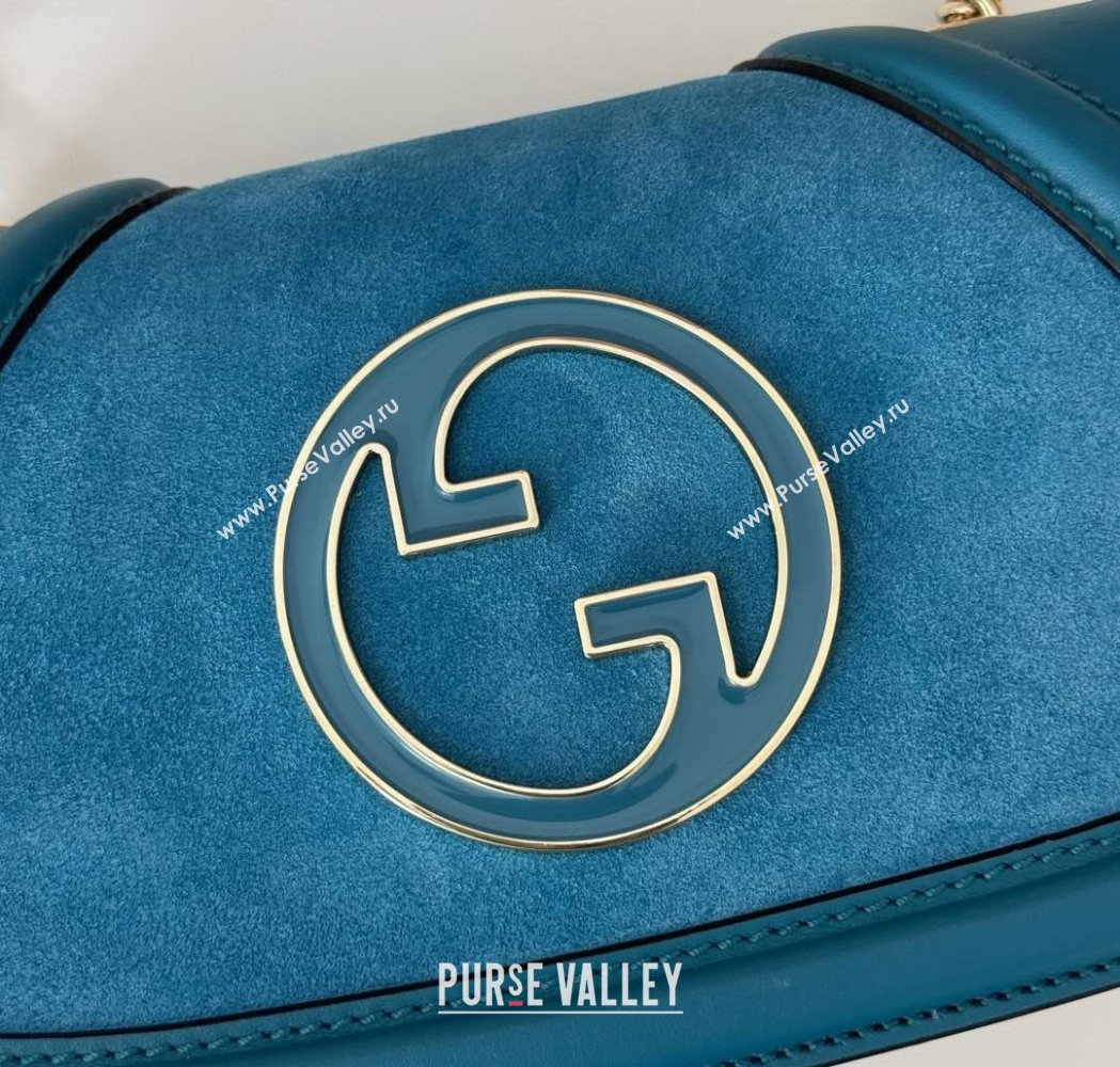 Gucci Blondie Mini Shoulder Bag in Suede Light Blue 2024 815711 (DLH-250117098)