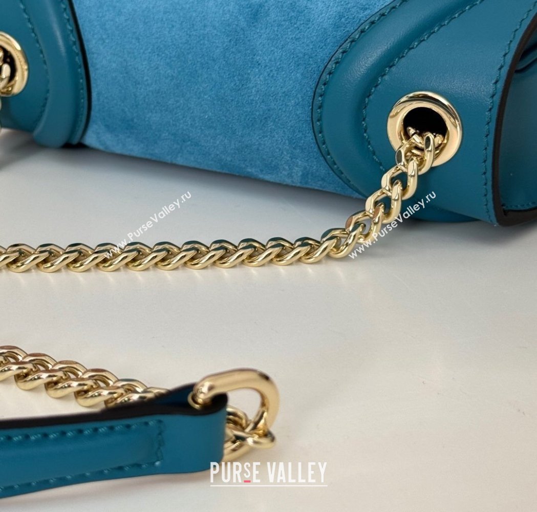Gucci Blondie Mini Shoulder Bag in Suede Light Blue 2024 815711 (DLH-250117098)