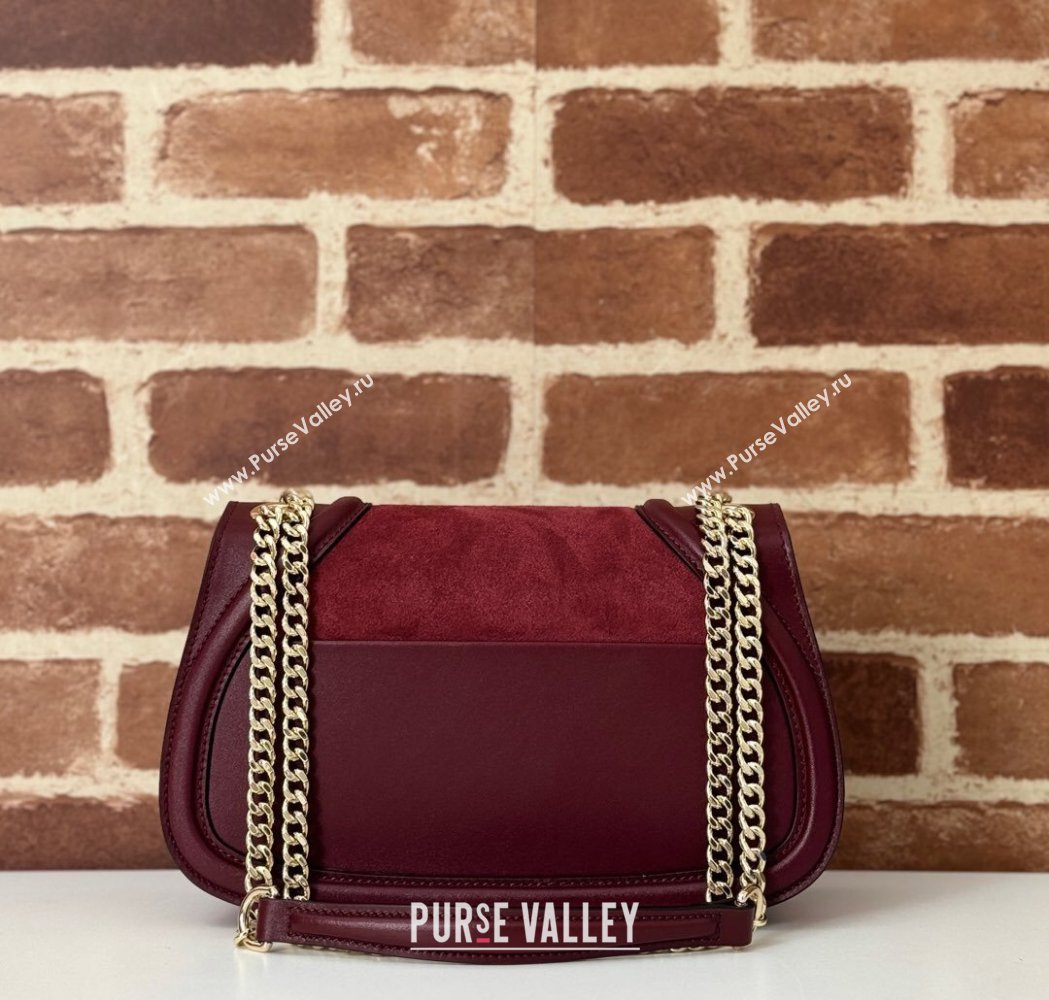 Gucci Blondie Suede Small Shoulder Bag Burgundy 2024 815715 (DLH-250117099)
