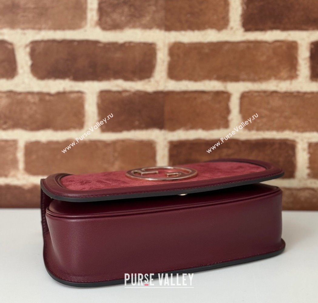 Gucci Blondie Suede Small Shoulder Bag Burgundy 2024 815715 (DLH-250117099)