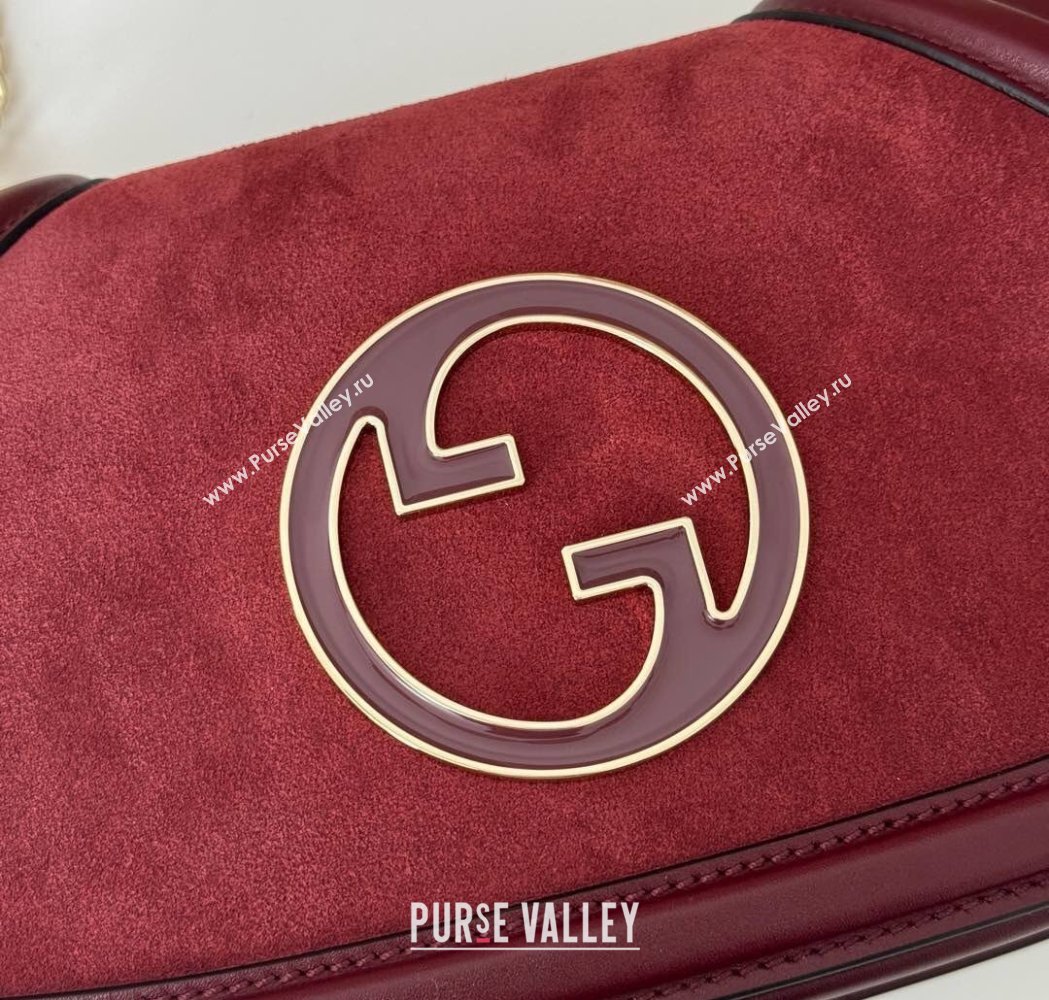 Gucci Blondie Suede Small Shoulder Bag Burgundy 2024 815715 (DLH-250117099)