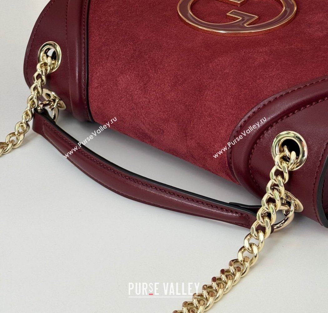 Gucci Blondie Suede Small Shoulder Bag Burgundy 2024 815715 (DLH-250117099)