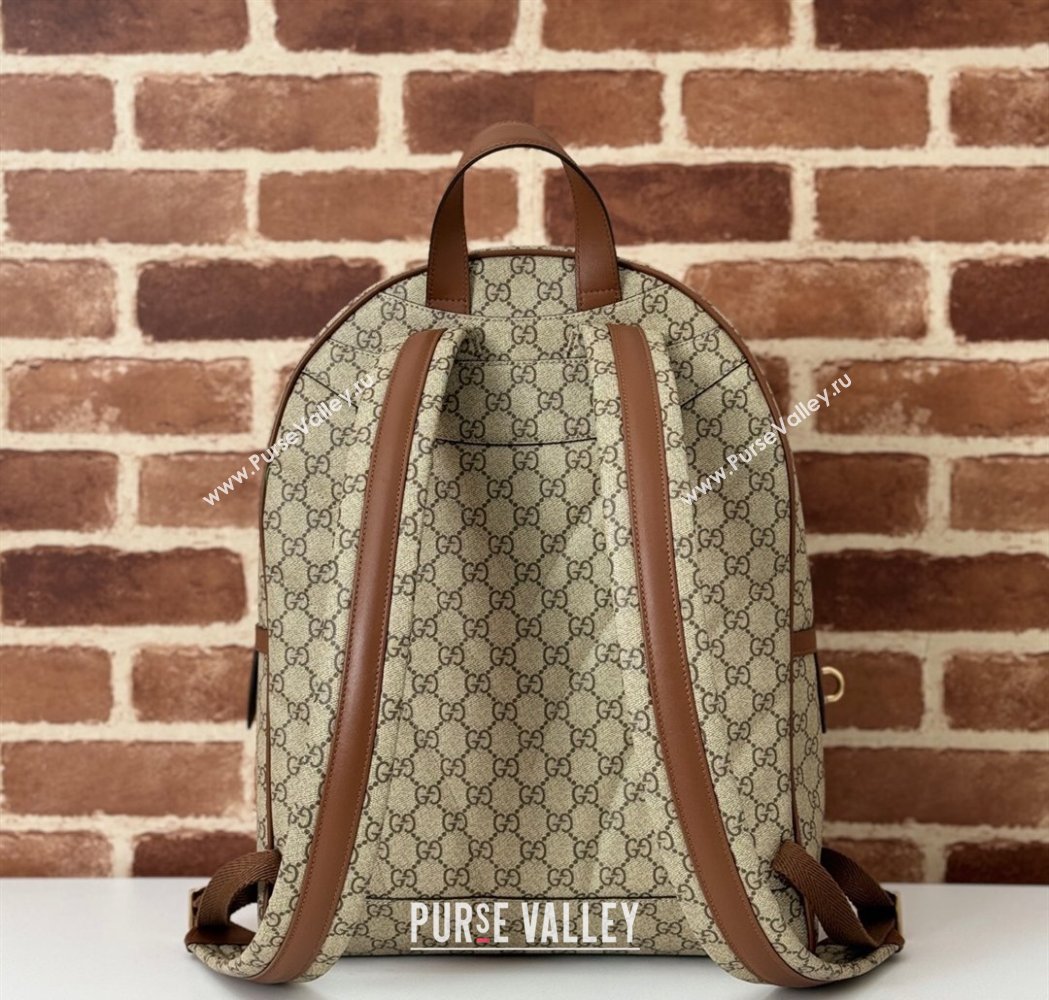 Gucci Mens GG Canvas Emblem Medium Backpack Bag Beige/Brown 2025 821159 (DLH-250117057)