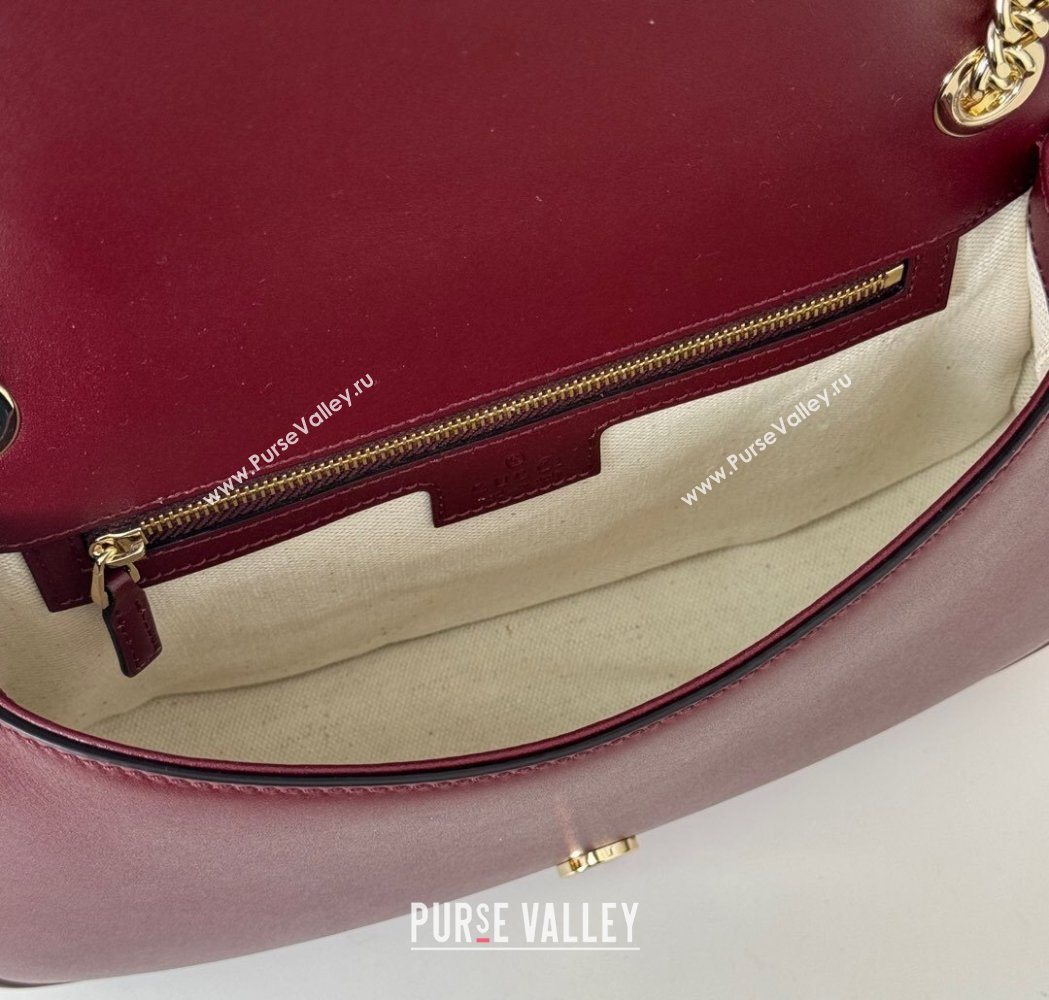 Gucci Blondie Suede Small Shoulder Bag Burgundy 2024 815715 (DLH-250117099)