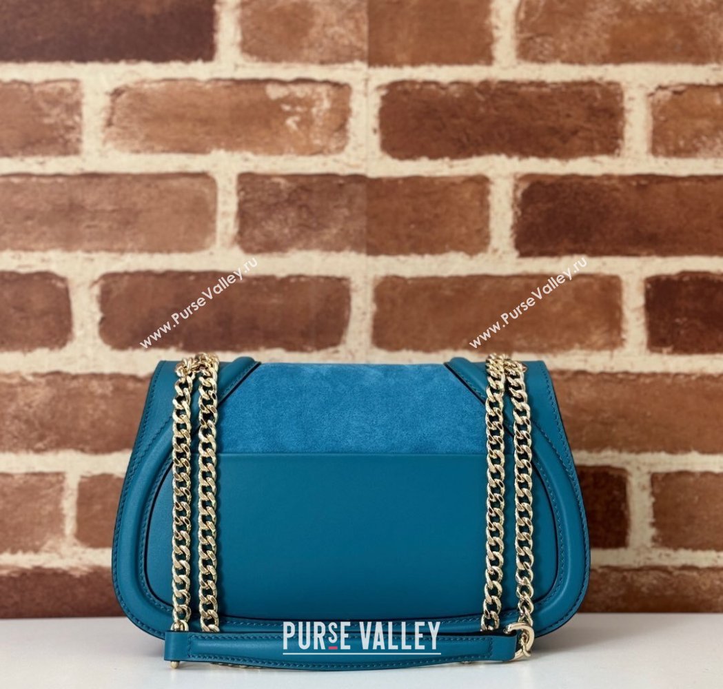 Gucci Blondie Suede Small Shoulder Bag Light Blue 2024 815715 (DLH-250117100)