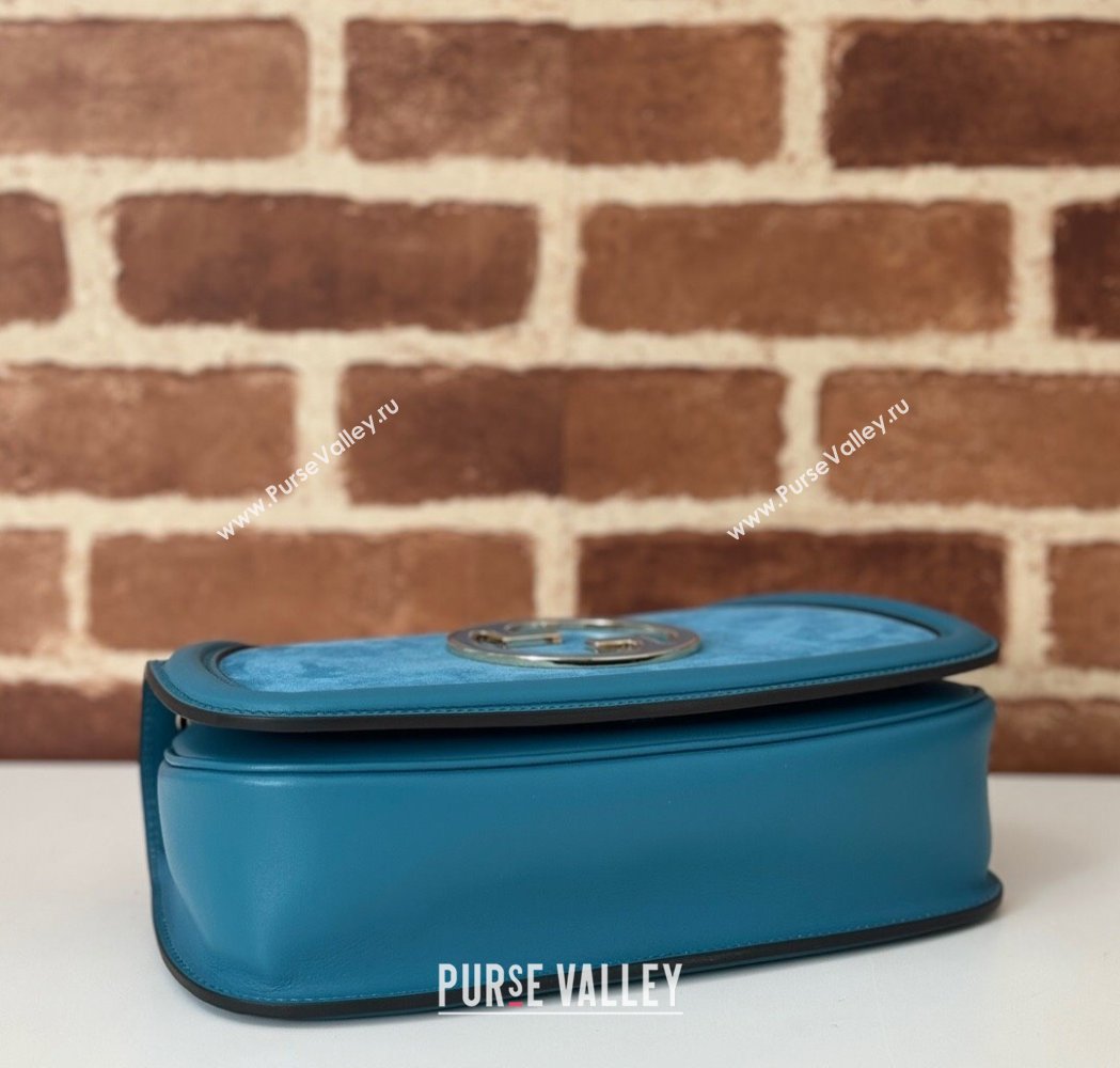 Gucci Blondie Suede Small Shoulder Bag Light Blue 2024 815715 (DLH-250117100)