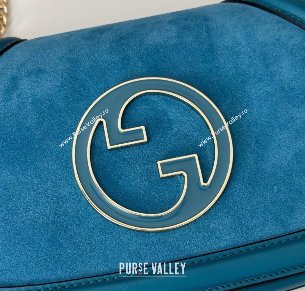 Gucci Blondie Suede Small Shoulder Bag Light Blue 2024 815715 (DLH-250117100)