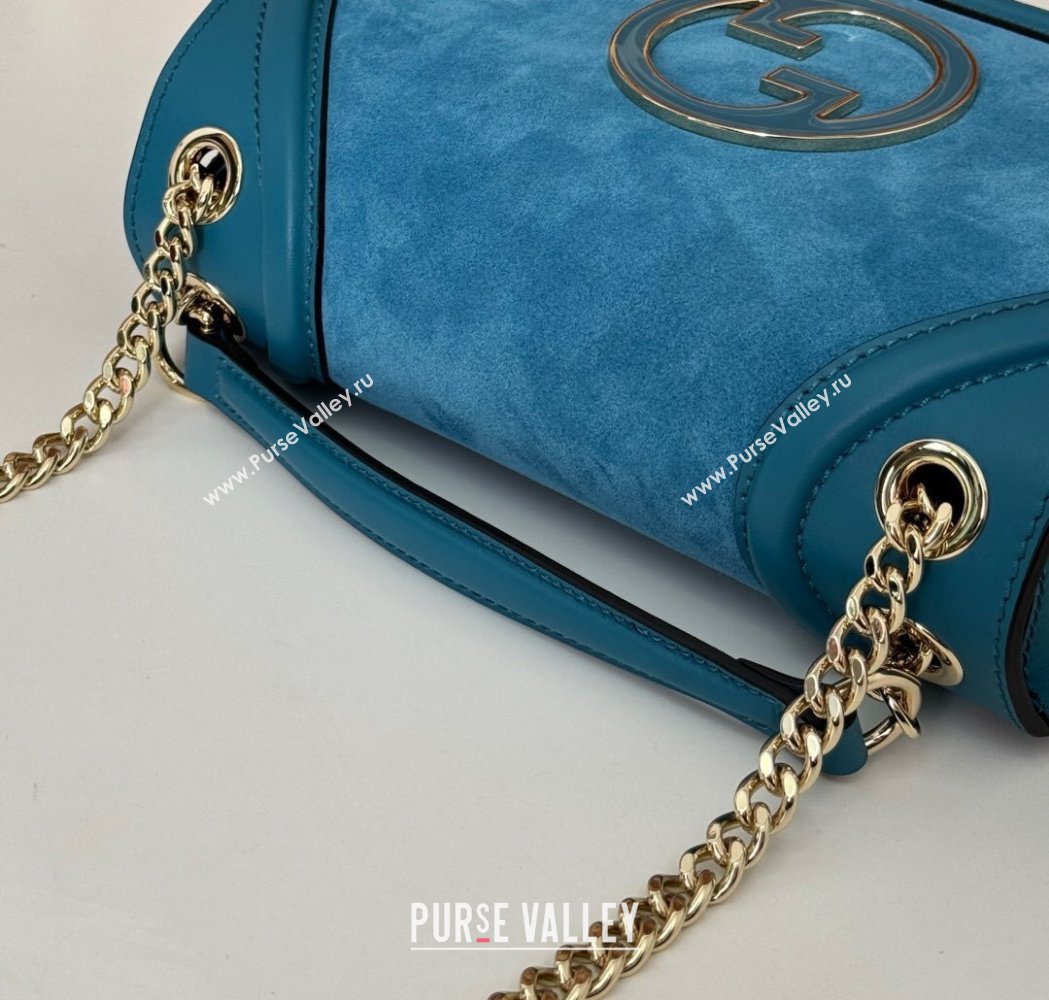 Gucci Blondie Suede Small Shoulder Bag Light Blue 2024 815715 (DLH-250117100)