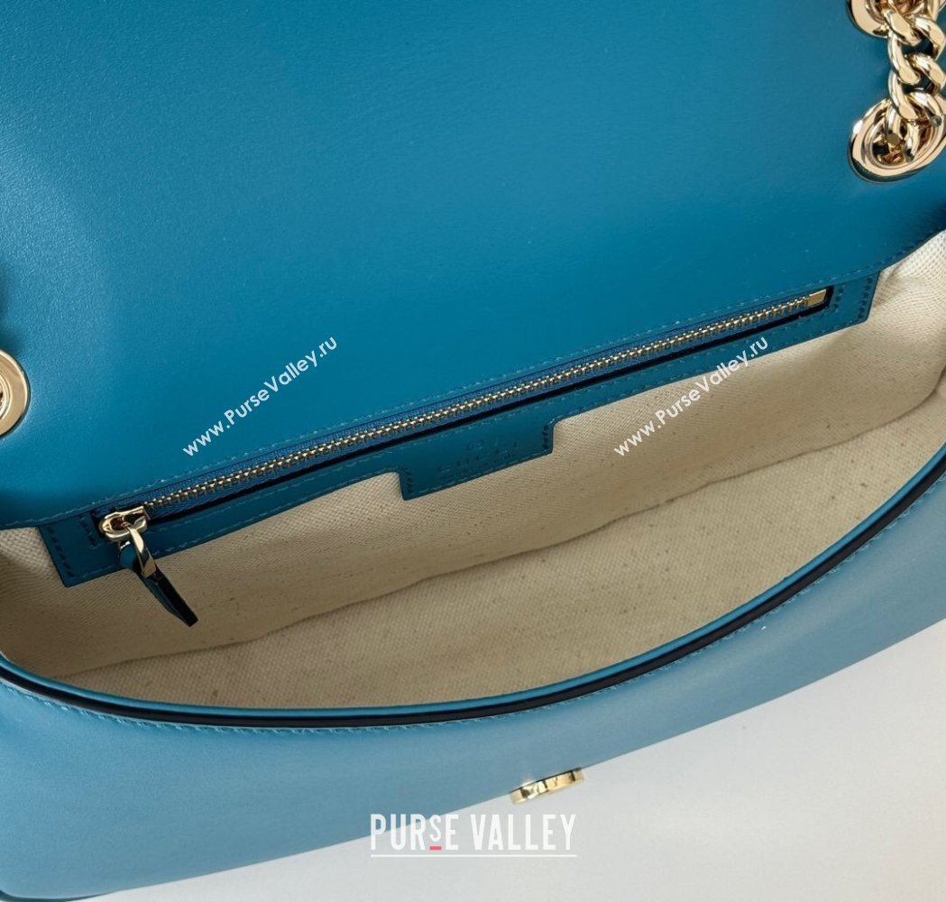 Gucci Blondie Suede Small Shoulder Bag Light Blue 2024 815715 (DLH-250117100)