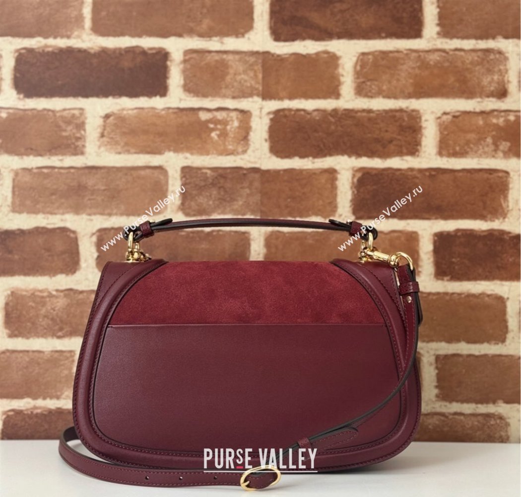 Gucci Blondie Suede Medium Top Handle Bag 815719 Burgundy 2024 (DLH-250117091)