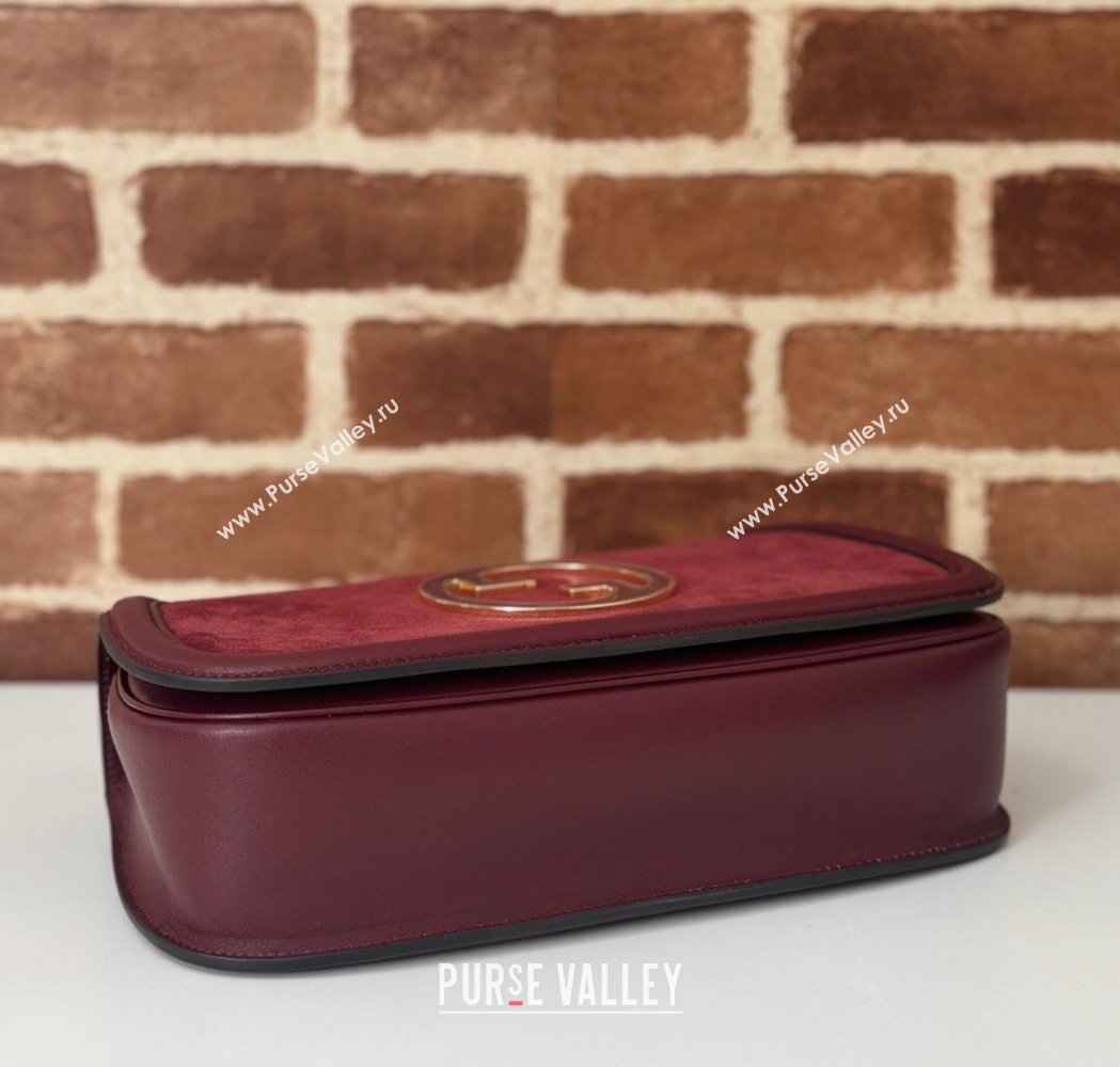 Gucci Blondie Suede Medium Top Handle Bag 815719 Burgundy 2024 (DLH-250117091)