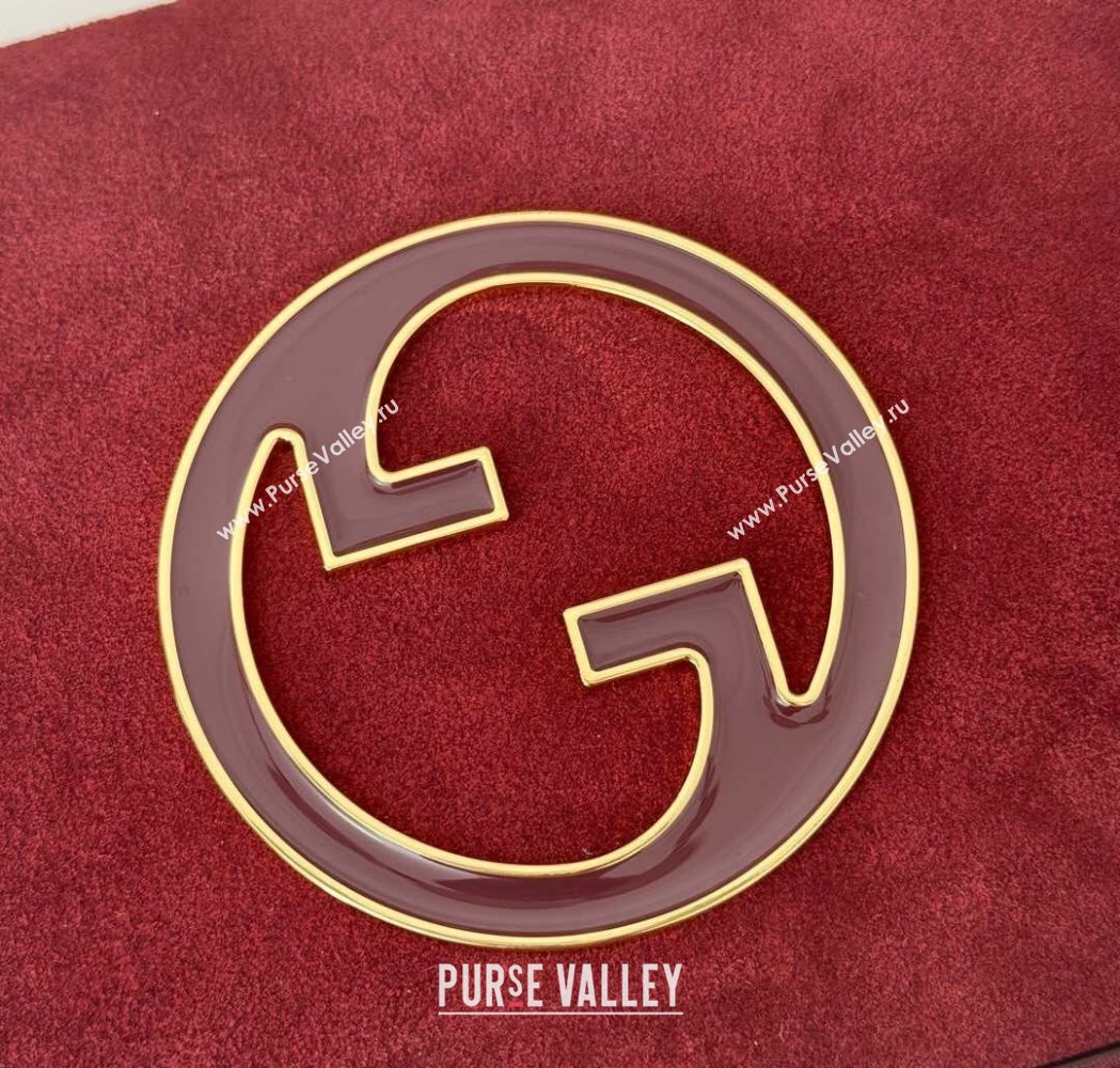 Gucci Blondie Suede Medium Top Handle Bag 815719 Burgundy 2024 (DLH-250117091)