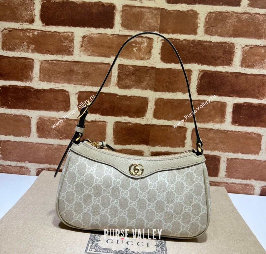 Gucci Ophidia Small Shoulder Bag in GG Canvas and Leather Beige/White 2025 735145 (DLH-250117102)