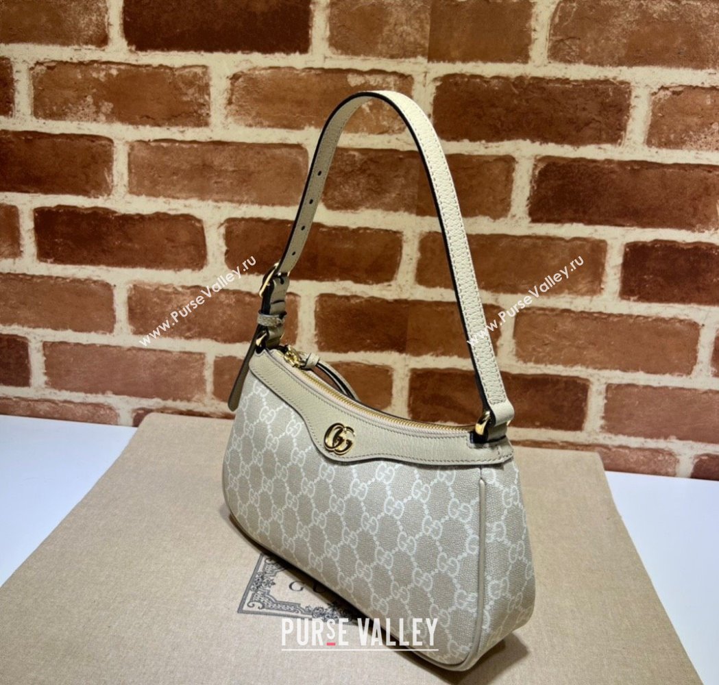Gucci Ophidia Small Shoulder Bag in GG Canvas and Leather Beige/White 2025 735145 (DLH-250117102)