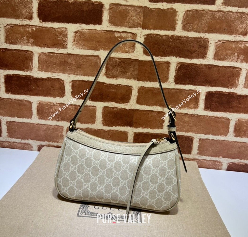 Gucci Ophidia Small Shoulder Bag in GG Canvas and Leather Beige/White 2025 735145 (DLH-250117102)