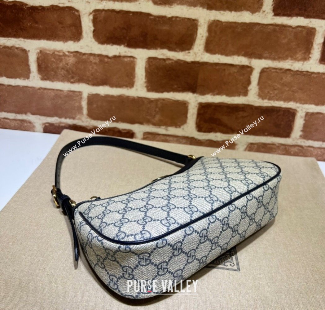 Gucci Ophidia Small Shoulder Bag in GG Canvas and Leather Beige/Blue 2025 735145 (DLH-250117104)