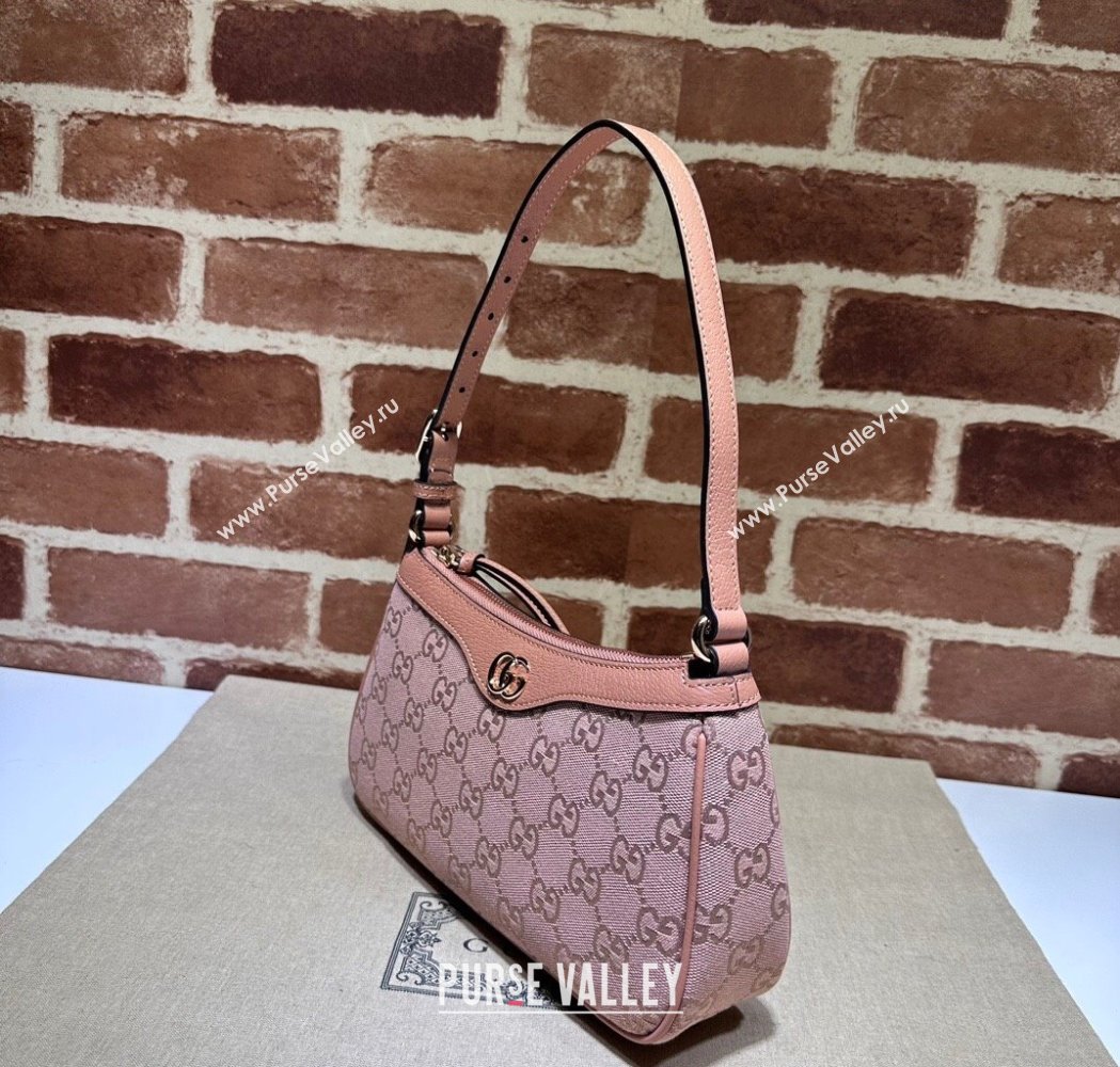 Gucci Ophidia Small Shoulder Bag in GG Canvas and Leather Light Pink 2025 735145 (DLH-250117105)