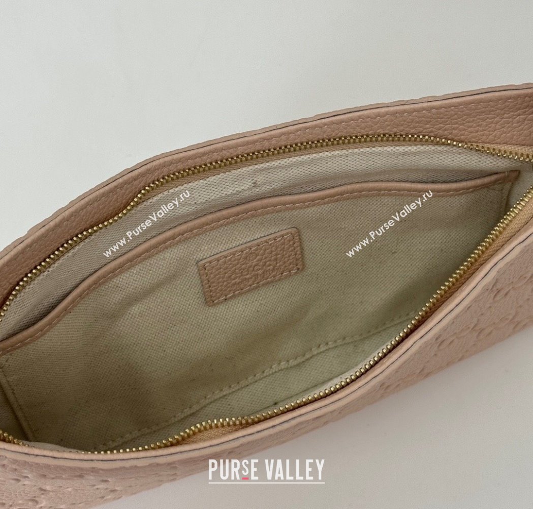 Gucci GG Grainy Leather Emblem Medium Shoulder bag Pink 2025 815277 (DLH-250117064)