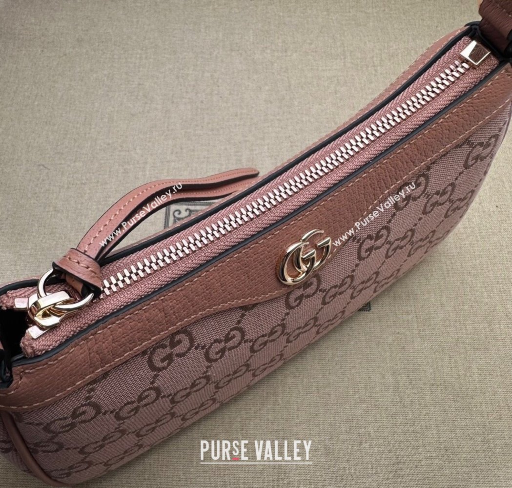 Gucci Ophidia Small Shoulder Bag in GG Canvas and Leather Light Pink 2025 735145 (DLH-250117105)