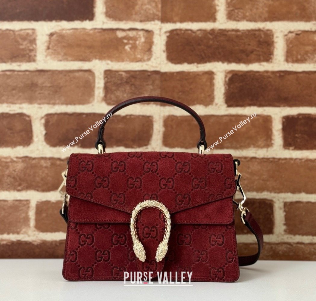 Gucci Dionysus Mini Top Handle Bag in GG Suede Red 2025 813400 (DLH-250117013)