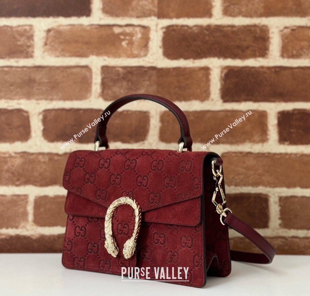 Gucci Dionysus Mini Top Handle Bag in GG Suede Red 2025 813400 (DLH-250117013)