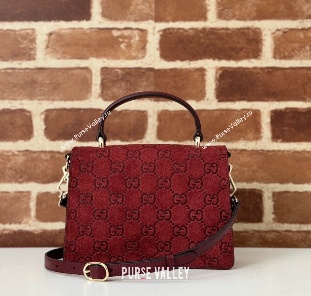 Gucci Dionysus Mini Top Handle Bag in GG Suede Red 2025 813400 (DLH-250117013)