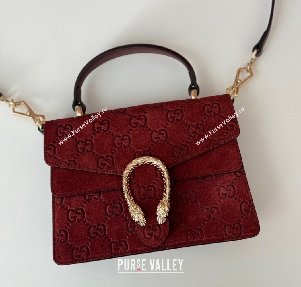 Gucci Dionysus Mini Top Handle Bag in GG Suede Red 2025 813400 (DLH-250117013)
