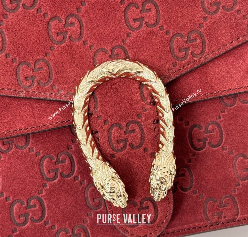 Gucci Dionysus Mini Top Handle Bag in GG Suede Red 2025 813400 (DLH-250117013)