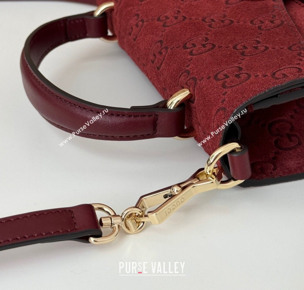Gucci Dionysus Mini Top Handle Bag in GG Suede Red 2025 813400 (DLH-250117013)