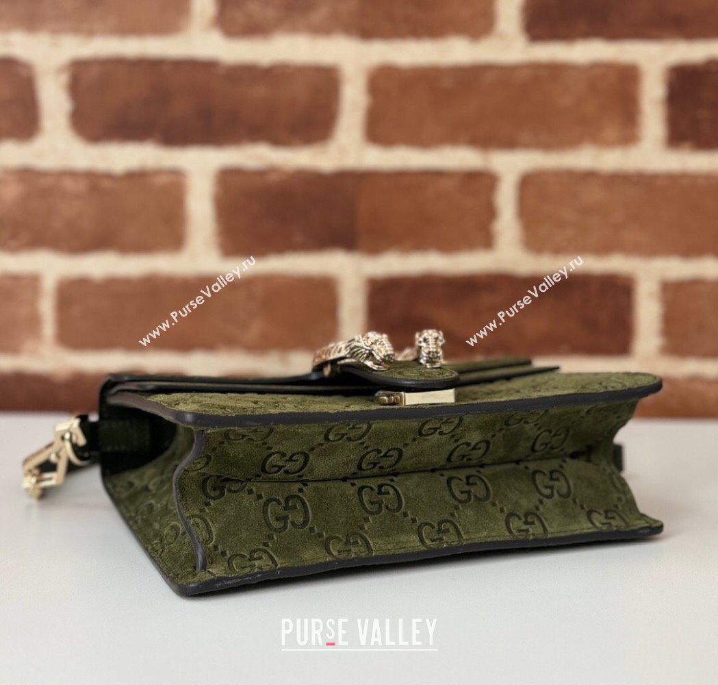 Gucci Dionysus Mini Top Handle Bag in GG Suede Green 2025 813400 (DLH-250117014)