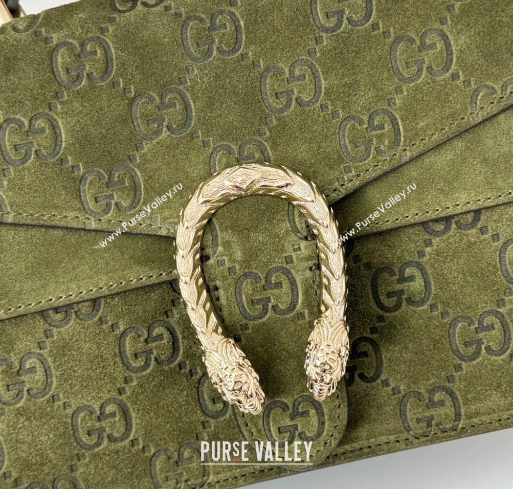 Gucci Dionysus Mini Top Handle Bag in GG Suede Green 2025 813400 (DLH-250117014)