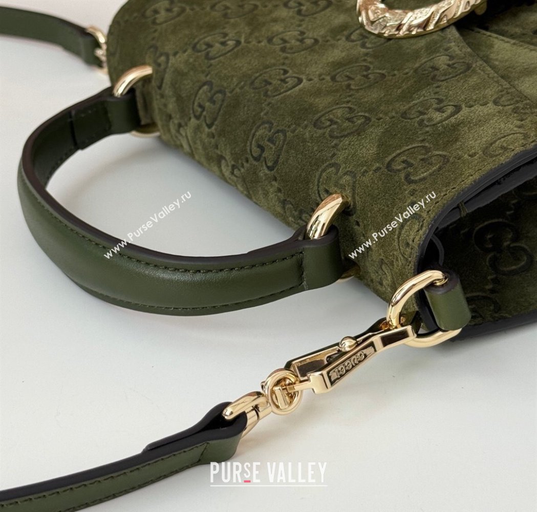 Gucci Dionysus Mini Top Handle Bag in GG Suede Green 2025 813400 (DLH-250117014)