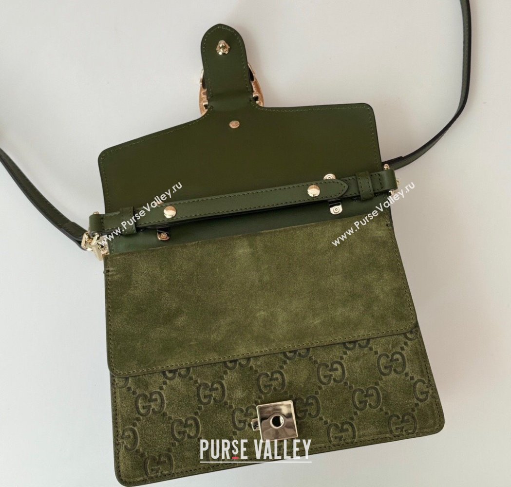 Gucci Dionysus Mini Top Handle Bag in GG Suede Green 2025 813400 (DLH-250117014)