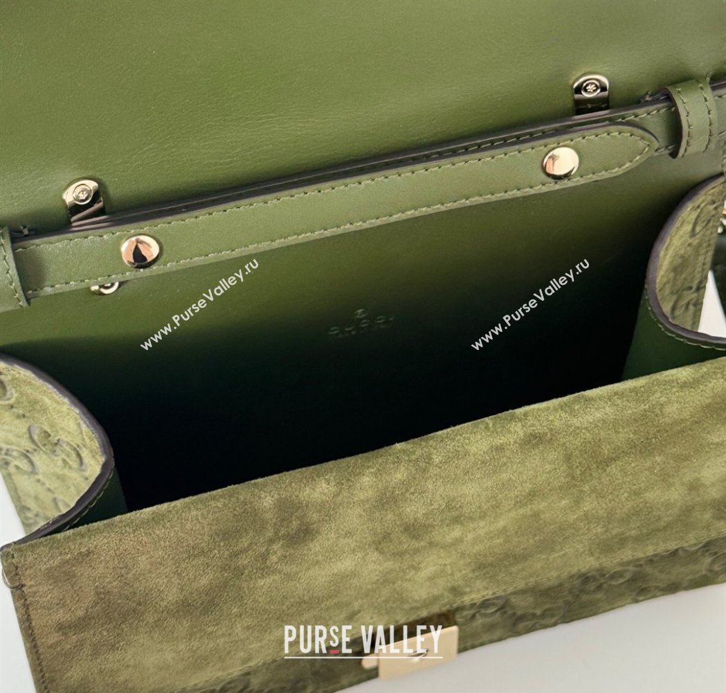Gucci Dionysus Mini Top Handle Bag in GG Suede Green 2025 813400 (DLH-250117014)