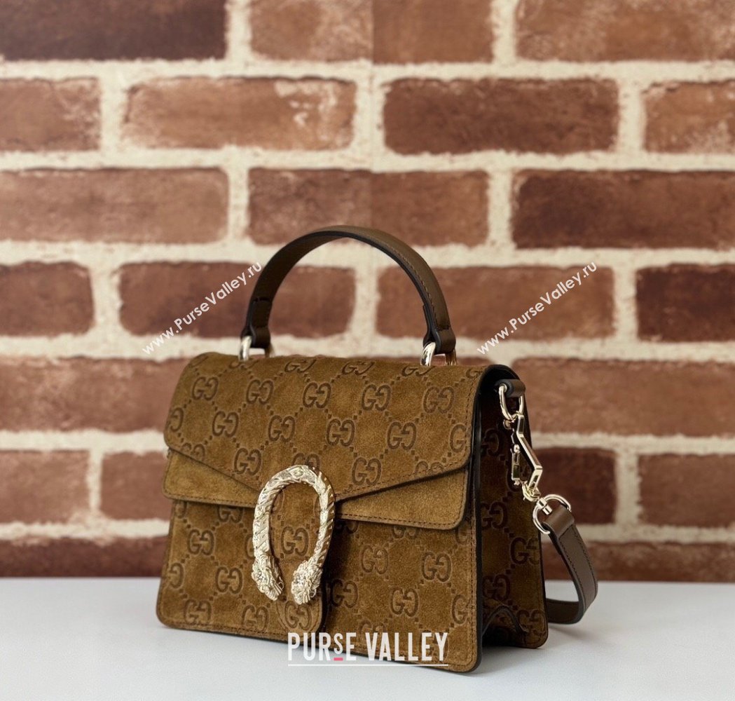 Gucci Dionysus Mini Top Handle Bag in GG Suede Brown 2025 813400 (DLH-250117015)