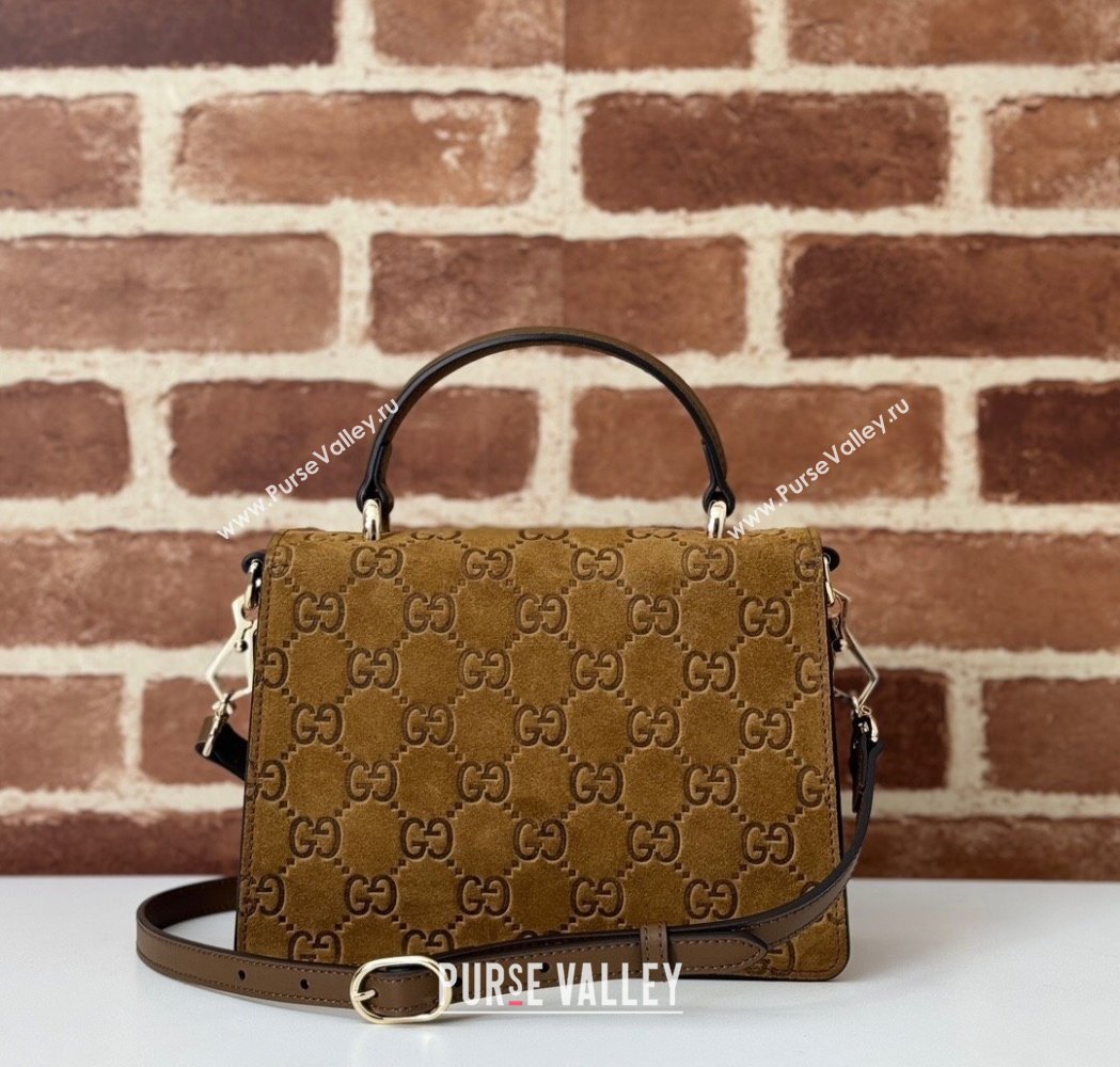 Gucci Dionysus Mini Top Handle Bag in GG Suede Brown 2025 813400 (DLH-250117015)