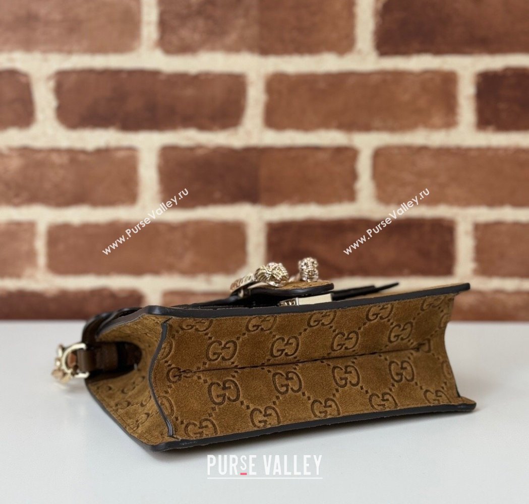 Gucci Dionysus Mini Top Handle Bag in GG Suede Brown 2025 813400 (DLH-250117015)