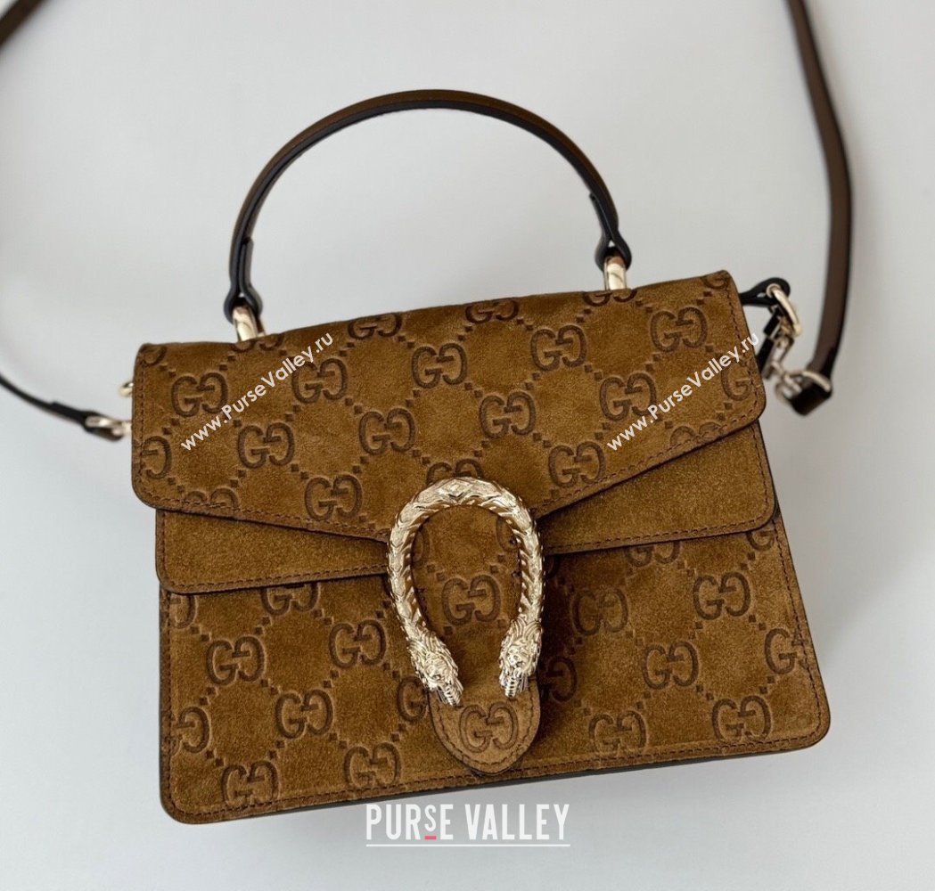 Gucci Dionysus Mini Top Handle Bag in GG Suede Brown 2025 813400 (DLH-250117015)