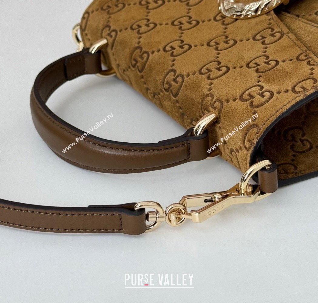 Gucci Dionysus Mini Top Handle Bag in GG Suede Brown 2025 813400 (DLH-250117015)