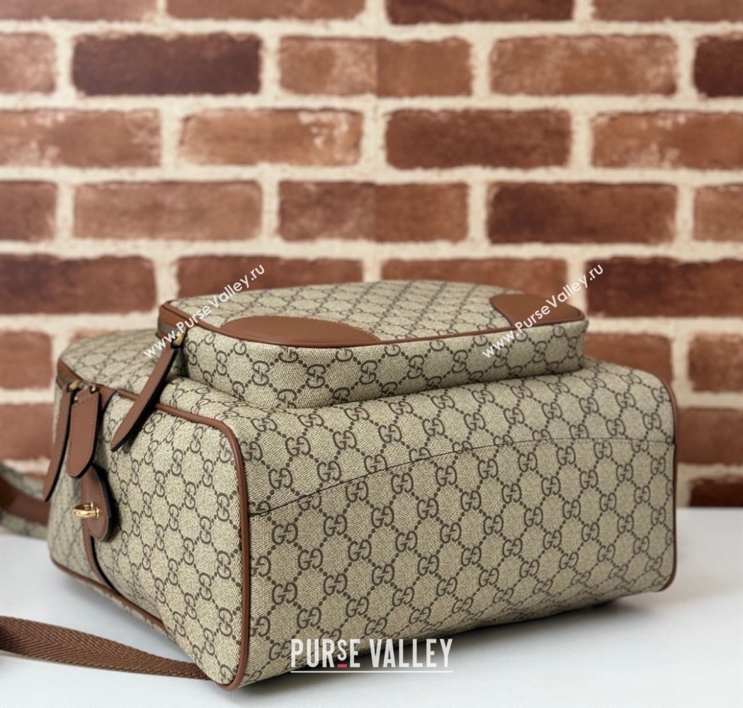 Gucci Mens GG Canvas Emblem Medium Backpack Bag Beige/Brown 2025 821159 (DLH-250117057)