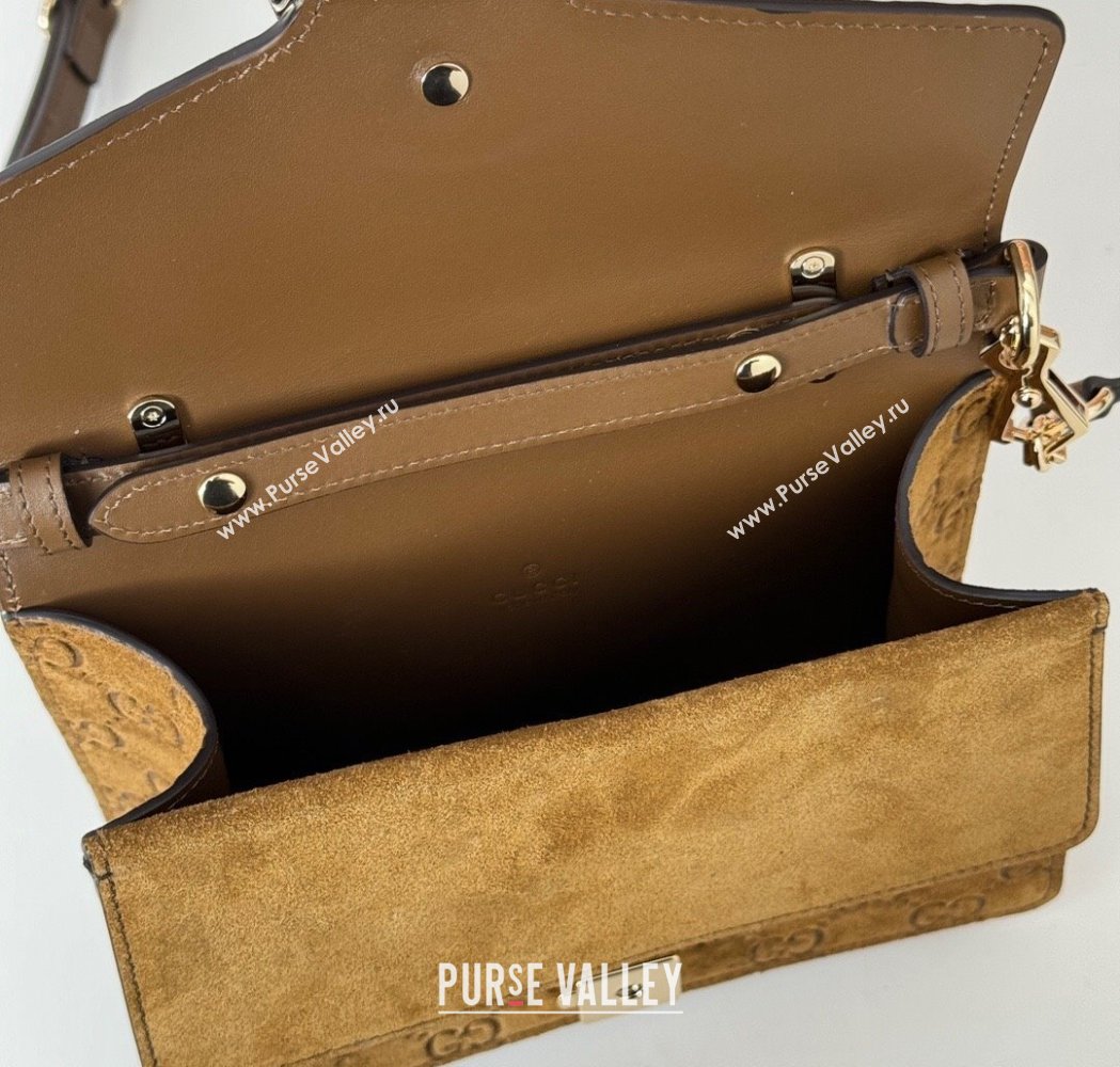 Gucci Dionysus Mini Top Handle Bag in GG Suede Brown 2025 813400 (DLH-250117015)
