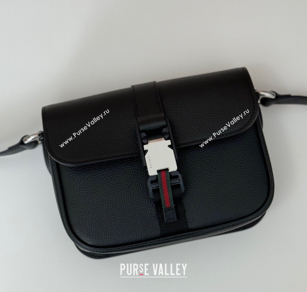 Gucci Mens Leather Super Mini Shoulder Bag Black 2025 800313 (DLH-250117055)