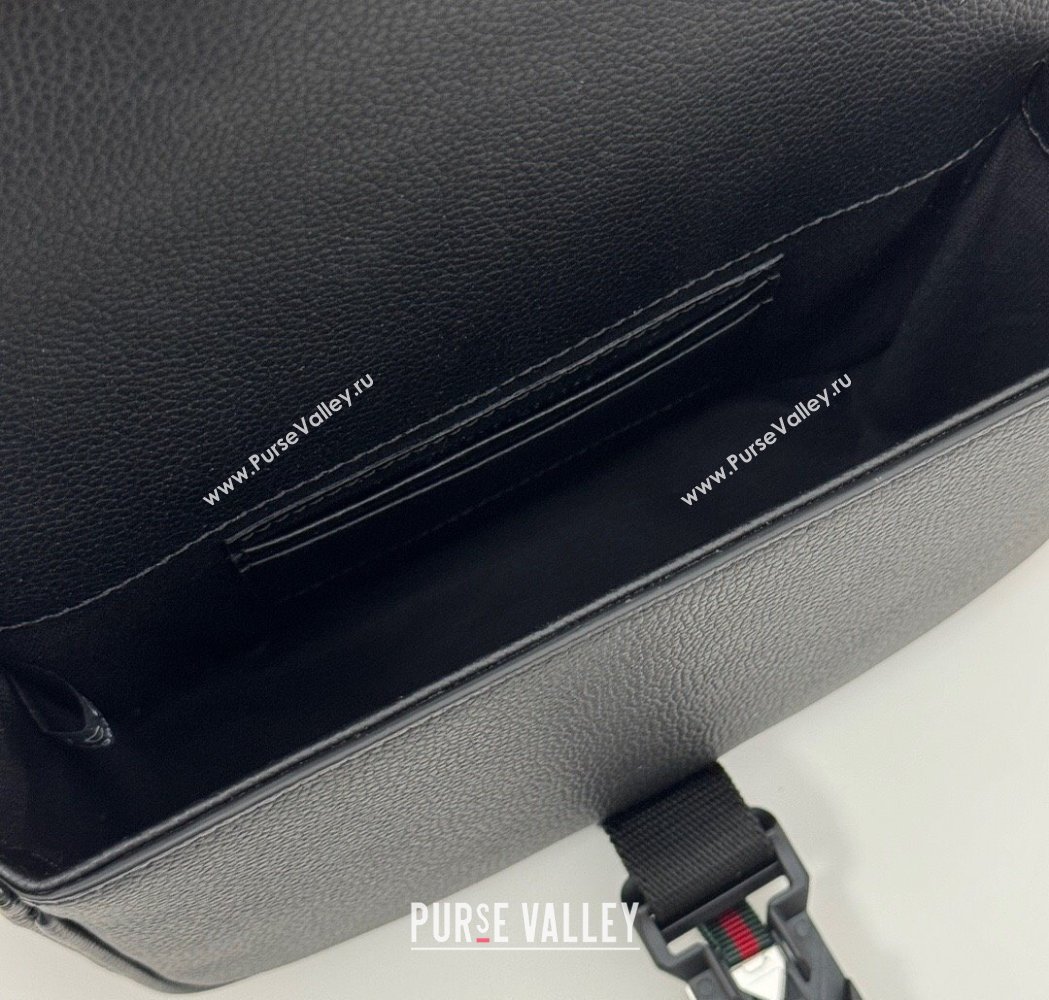 Gucci Mens Leather Super Mini Shoulder Bag Black 2025 800313 (DLH-250117055)