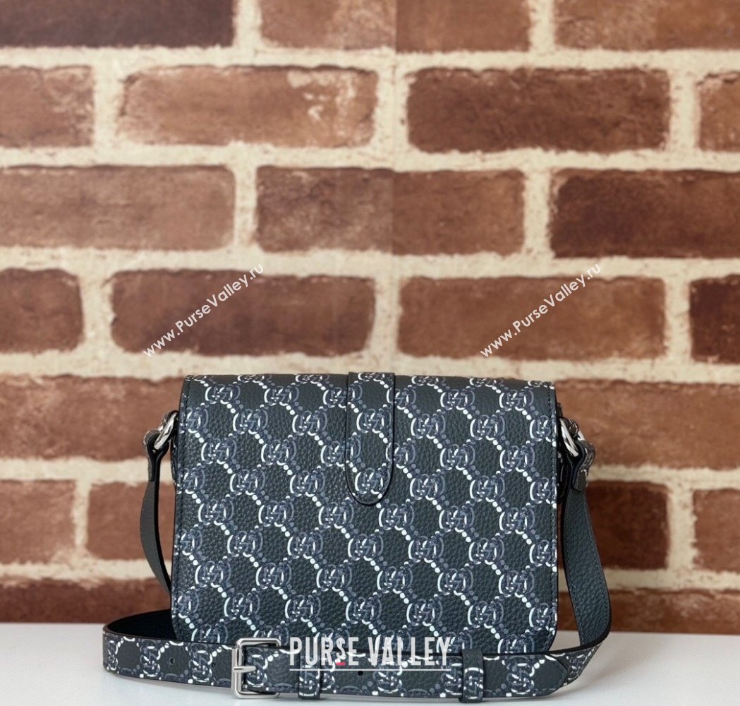 Gucci Mens GG Shadow Leather Super Mini Shoulder Bag Dark Grey 2025 800313 (DLH-250117056)