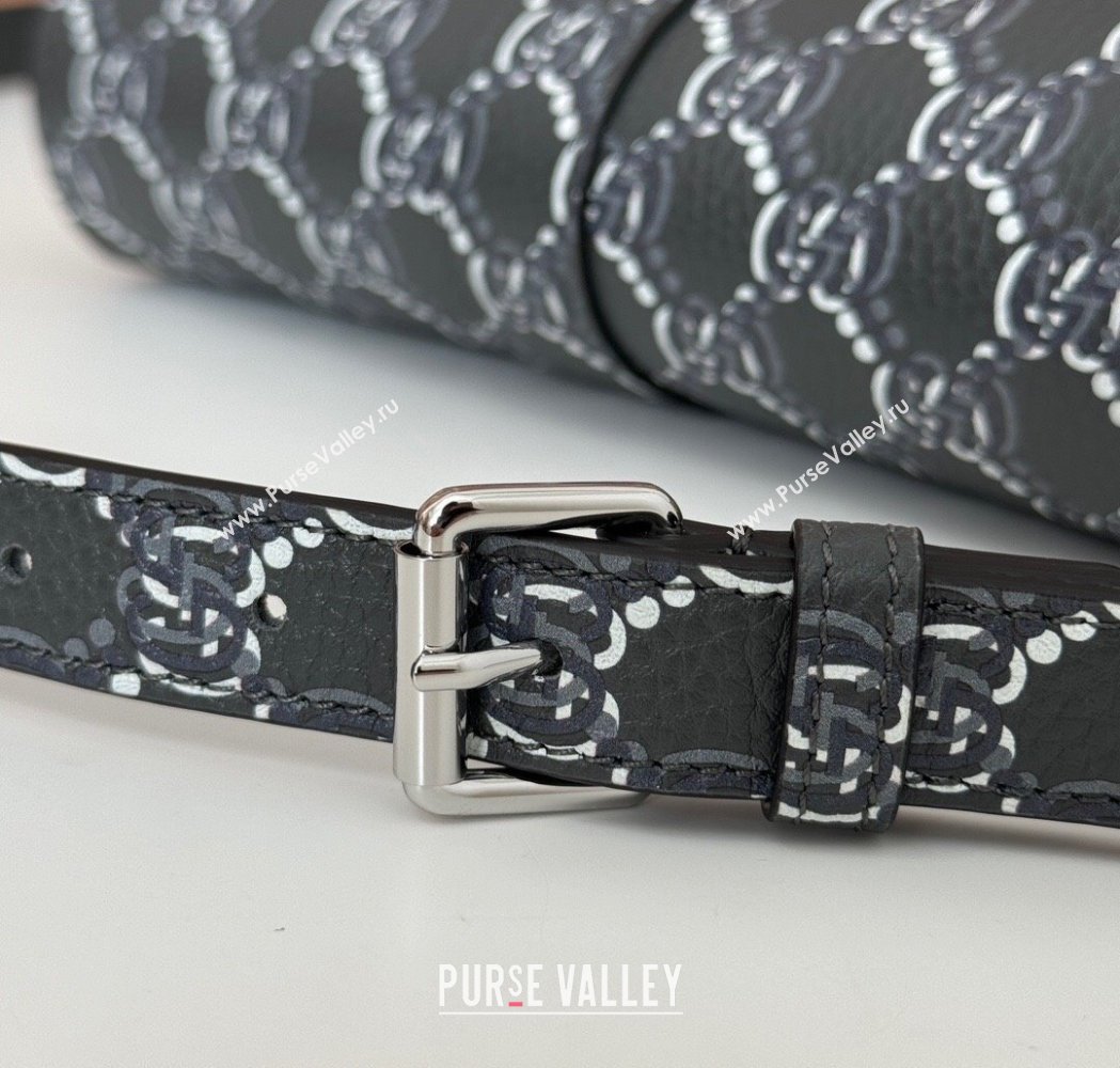 Gucci Mens GG Shadow Leather Super Mini Shoulder Bag Dark Grey 2025 800313 (DLH-250117056)