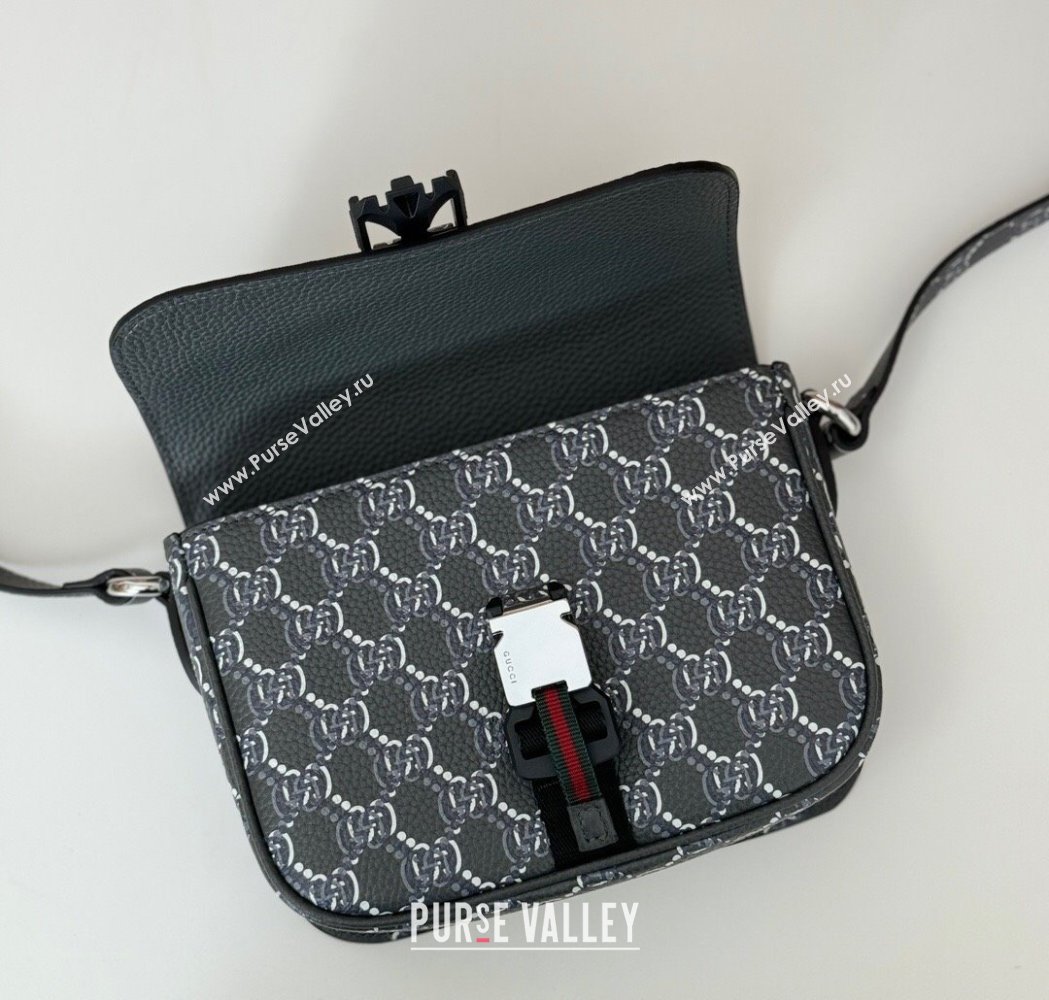 Gucci Mens GG Shadow Leather Super Mini Shoulder Bag Dark Grey 2025 800313 (DLH-250117056)