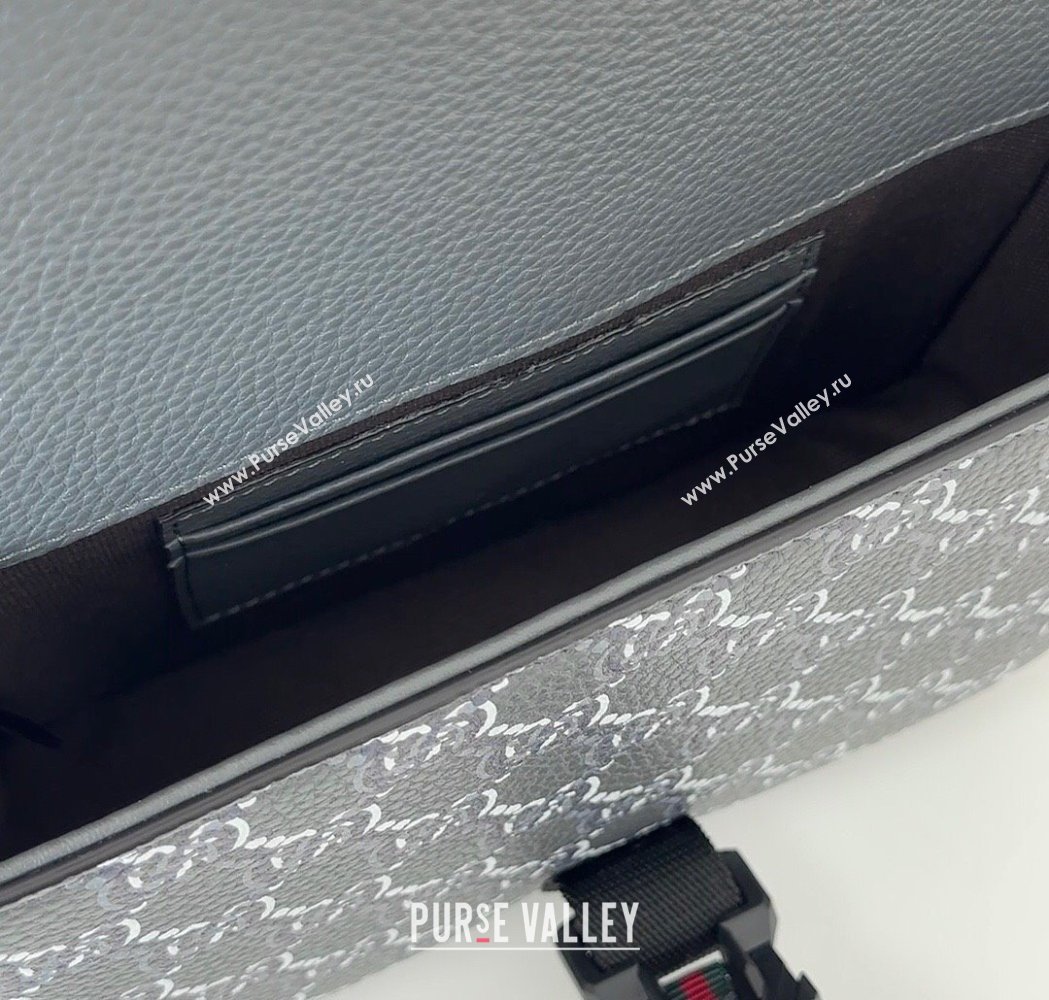 Gucci Mens GG Shadow Leather Super Mini Shoulder Bag Dark Grey 2025 800313 (DLH-250117056)