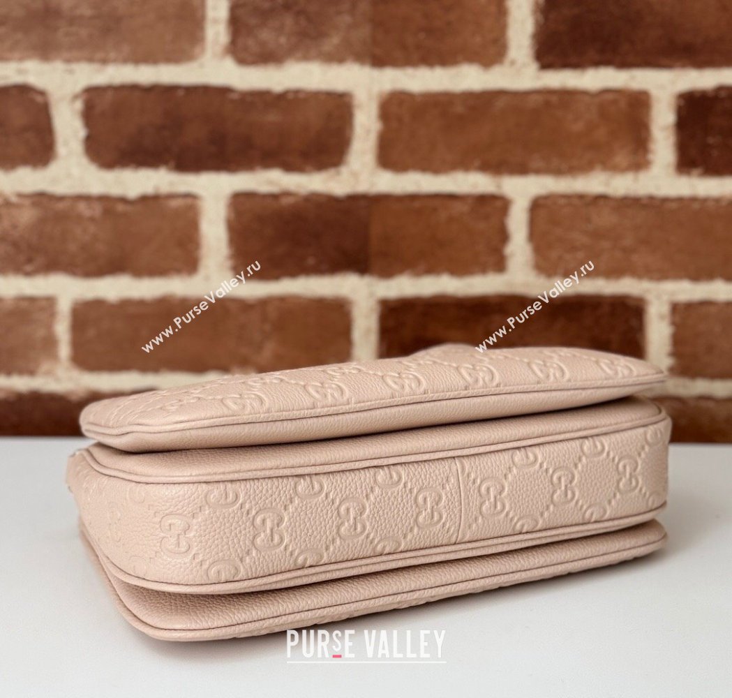 Gucci GG Grainy Leather Emblem Small Shoulder bag Pink 2025 815263 (DLH-250117067)